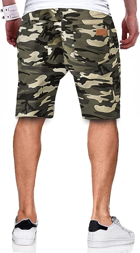 JMIERR Mens Casual Shorts - Cotton Drawstring Summer Beach Stretch Twill Chino Golf Shorts