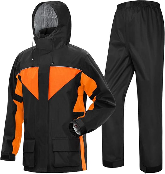 iCreek Motorcycle Rain Suit for Men and Women Waterproof Anti-storm Raincoat High Visibility Rain Gear