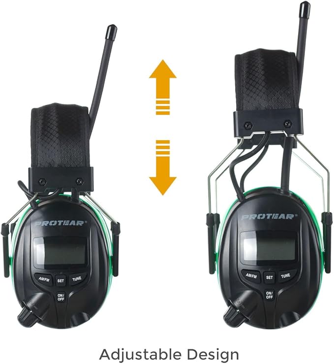 Digital AM/FM Radio Headphones 25dB NNR,Noise Reduction Safety Earmuffs,Headset Powered by AA Battery,Hearing Protection for Mowing Lawn Working Walkman(Green)