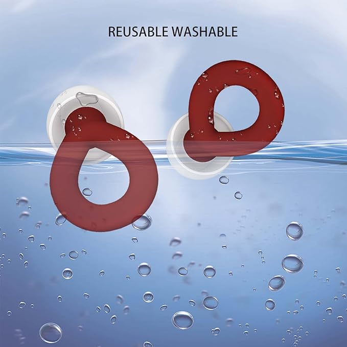Earplugs for Sleeping, 33db Noise Canceling Ear Plugs, Waterproof Reusable Noise Canceling Earplugs for Concerts, Motorcycles, Travel and Hearing Protection - 8 Ear Tips in XS/S/M/L, Red