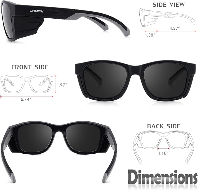 UKNOW Safety Glasses - Anti Fog Lenses - Eye Protection with Side Shields - ANSI Z87.1 Protective Eyewear - UV Protection