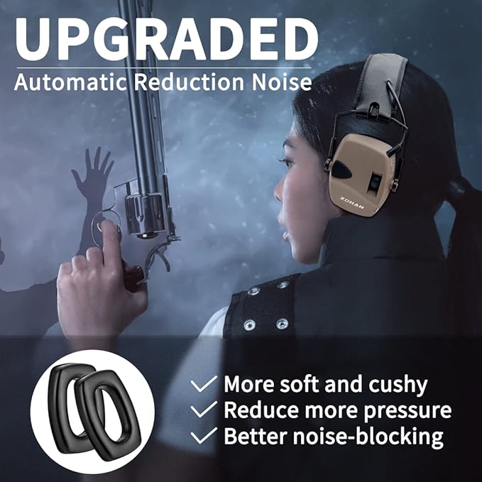 ZOHAN EM054 Electronic Shooting Ear Protection with Sound Amplification, Slim Active Noise Reduction Earmuffs for Gun Range