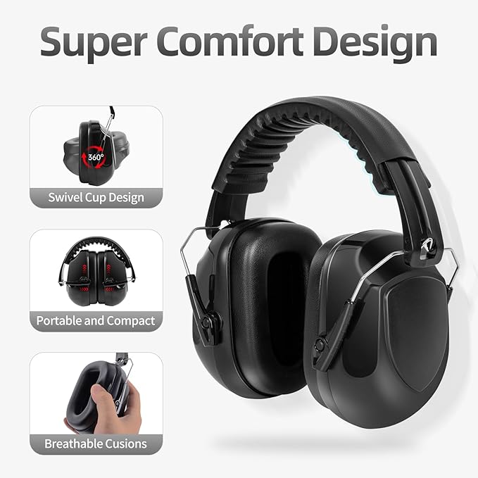 Noise Reduction Ear Muffs for Adult, 34dB Noise Cancelling Headphone for Shooting