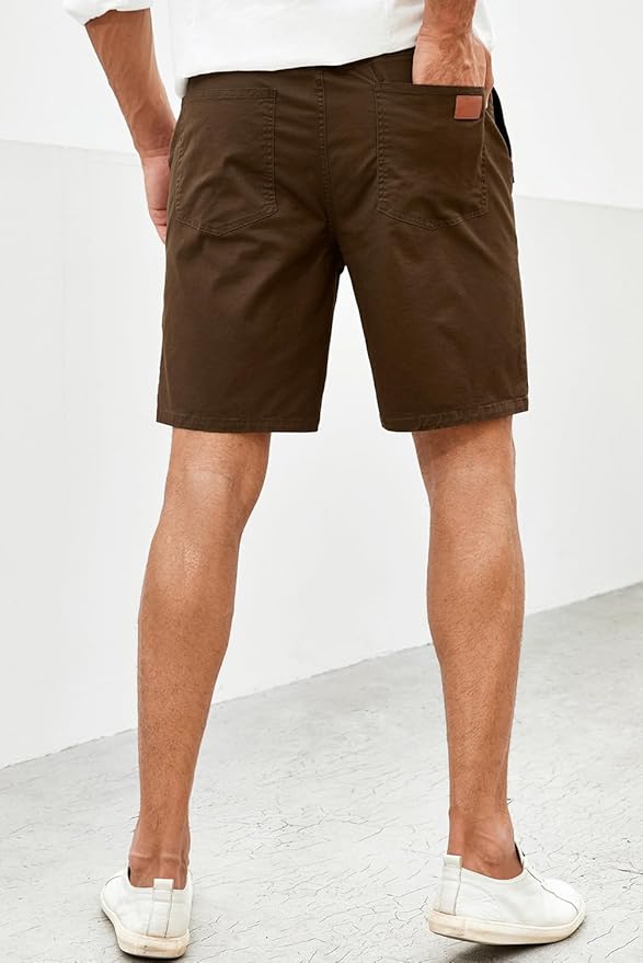 JMIERR Mens Casual Shorts - Cotton Drawstring Summer Beach Stretch Twill Chino Golf Shorts