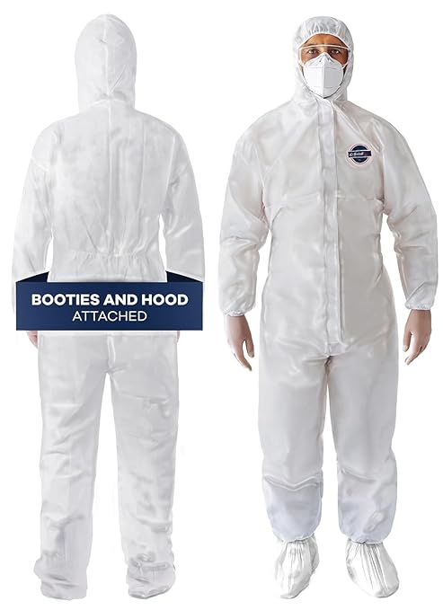 Hazmat Suits Disposable | 1 Pack, 6X-Large | Protective Coveralls with Attached Hood and Boots | Heavy Duty Full Body Painters Suit for Adults - Breathable & Water Resistant | 6XL