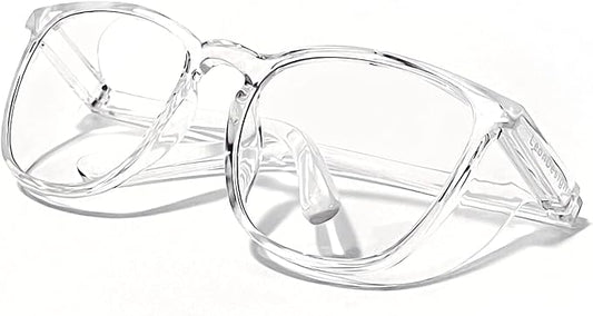Anti-Fog Safety Glasses for Women | ASIN Z87.1 Safety Glasses for Men | Blue Light Blocking Safety Goggles (Square white)