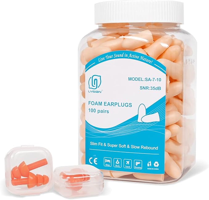 LYSIAN Foam Ear Plugs for Sleeping Small Ear Canals Women, Kids-35dB SNR Noise Canceling Sleep Earplugs for Snoring, Work, Shooting, Studying, Flesh Color-100 Pairs
