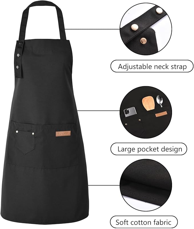 Tosewever Art Aprons for Women Painting Pottery Baking, Mens Buckle Straps Kitchen Apron with Pockets for Chef Cooking