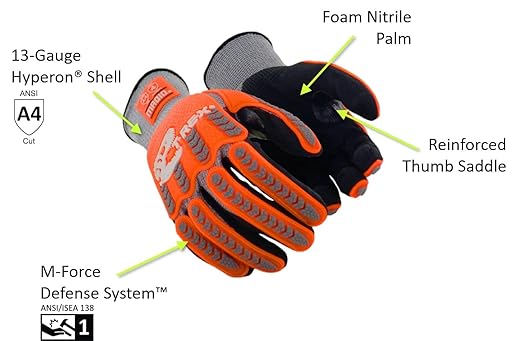 MAGID T-REX Flex Series ANSI A4 Foam Nitrile Coated Impact Gloves, 72 Pairs, Size 11/2XL (TRX443)
