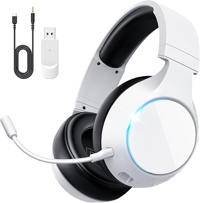 TA4000 2.4GHz/Bluetooth 5.3 Wireless Gaming Headset for PC, PS5, PS4 – Over-Ear Headphones with ENC Mic, 60H Playtime, 3.5mm Wired Mode, Compatible with Switch, Mac, Mobile & Controller