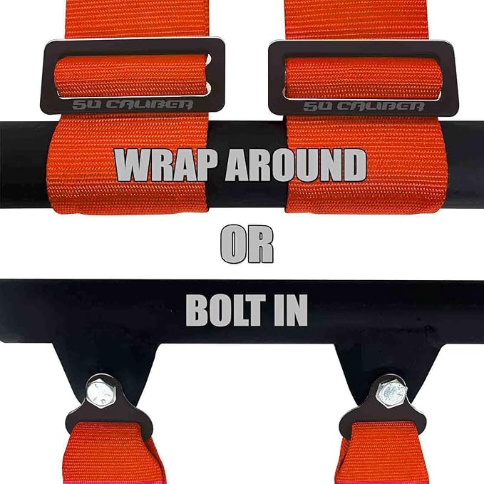 Orange 4 Point Harness for Bucket Seat, Push Button Release, 10 Color Options, Racing Harness, Race Car, Off Road Vehicle, UTV, RZR (1 Unit) [6045]
