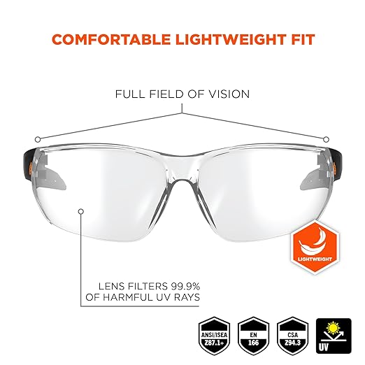 Ergodyne Skullerz VALI Anti Scratch Safety Glasses, Anti-Fog, ANSI z87.1