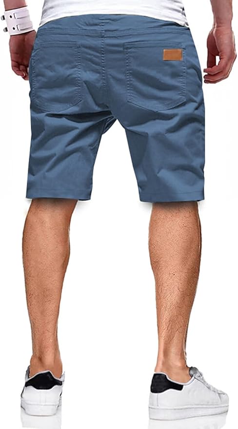 JMIERR Mens Casual Shorts - Cotton Drawstring Summer Beach Stretch Twill Chino Golf Shorts