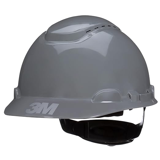 3M Hard Hat SecureFit H-708SFV-UV, Grey, Vented Cap Style Safety Helmet with Uvicator Sensor, 4-Point Pressure Diffusion Ratchet Suspension, ANSI Z87.1