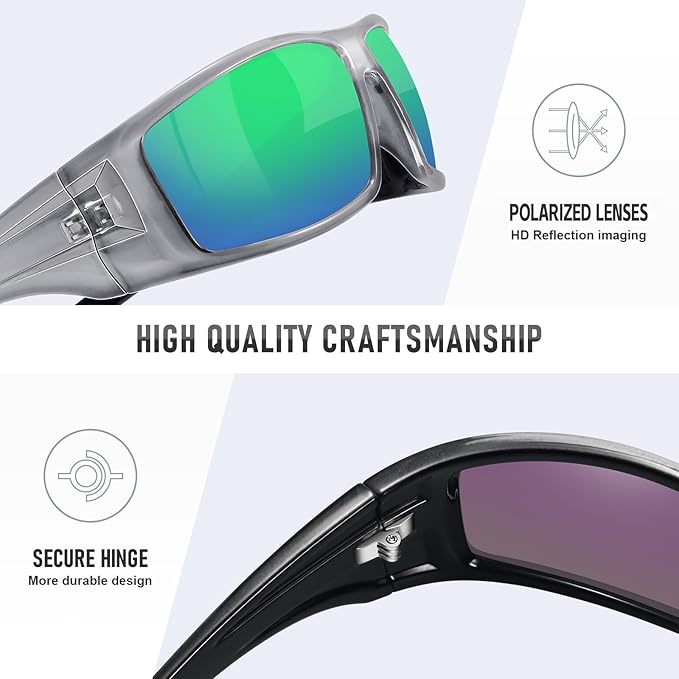 Polarized Sports Sunglasses for Men Women Unbreakable Frame Cycling Fishing Wrap Around Sunglasses UV400 Protection
