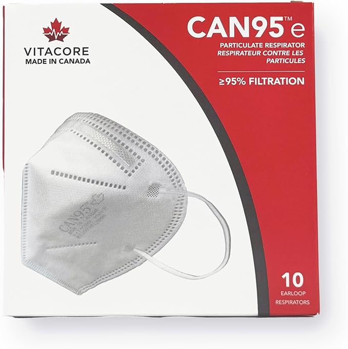Vitacore CAN95e Disposable White Earloop Mask | 5-Ply Protection | Premium Skin-Friendly Materials | Comfortable Fit