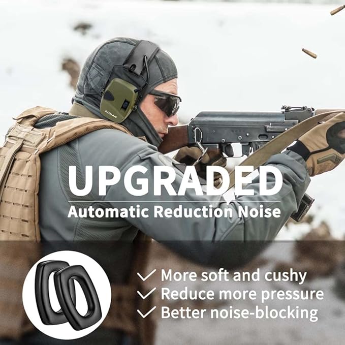 ZOHAN EM054 Electronic Shooting Ear Protection with Sound Amplification, Slim Active Noise Reduction Earmuffs for Gun Range