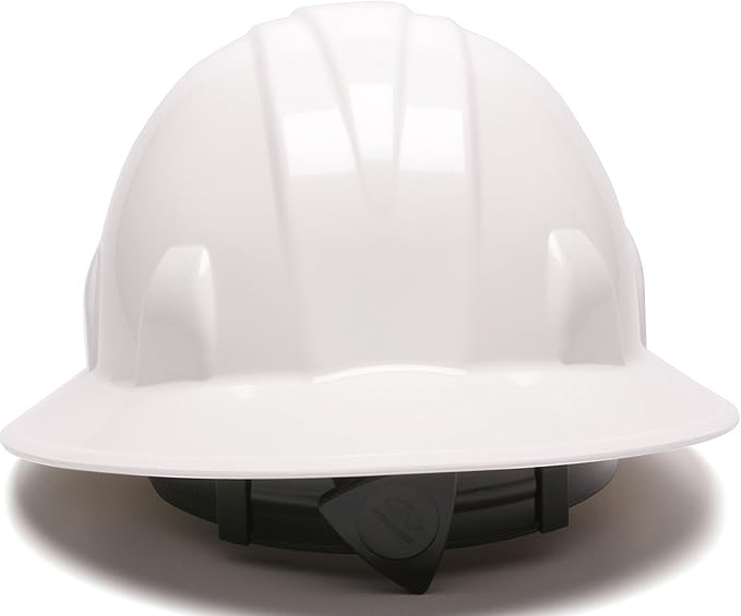 Pyramex HP24110 Full Brim Hard Hat 4-Point Ratchet Suspension, White (12-Pack)