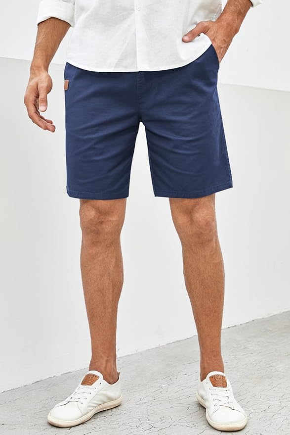 JMIERR Mens Casual Shorts - Cotton Drawstring Summer Beach Stretch Twill Chino Golf Shorts