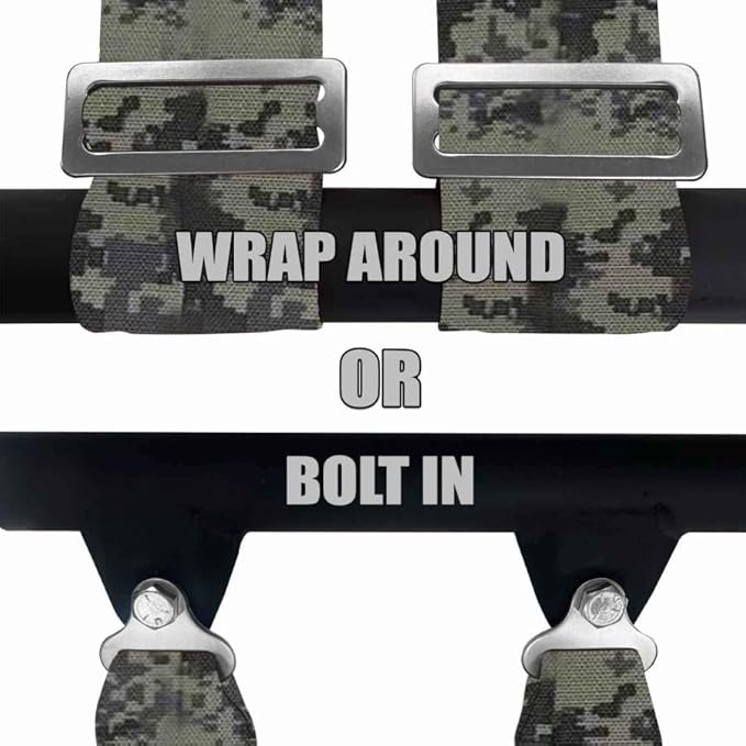 4 Point 2" Racing Harness for Bucket Seats, Quick Release Safety Belt for UTV/RZR, Adjustable Seatbelt with Mounting Hardware, Choose from 9 Colors, Secure Fit for Off-Road Vehicles, Camo, (6008A7)