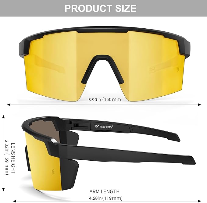 WISTON XL Z87 Sunglasses for Big Wide Heads Men Women,TR90 Ultralight UV400 Protection Sun Glasses Z8224
