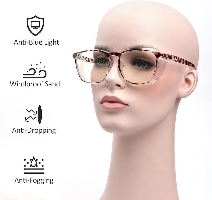 Outray 2 Pairs Anti Fog Safety Goggles Protective Glasses Blue Light Blocking Eyeglasses for Men Women