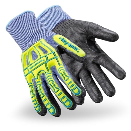HexArmor Cut-Resistant Impact Protection PU Palm Work Gloves | Rig Lizard® Series 2095 | X-Small