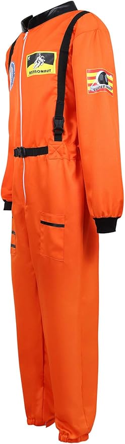Men's Adult Astronaut Spaceman Costume Coverall Pilot Air Force Flight Jumpsuit Dress Up Party