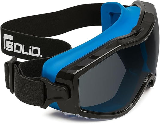 SolidWork Safety Goggles Anti-Fog Clear Lens with Adjustable Elastic Headband. Protective Eyewear for Men & Women