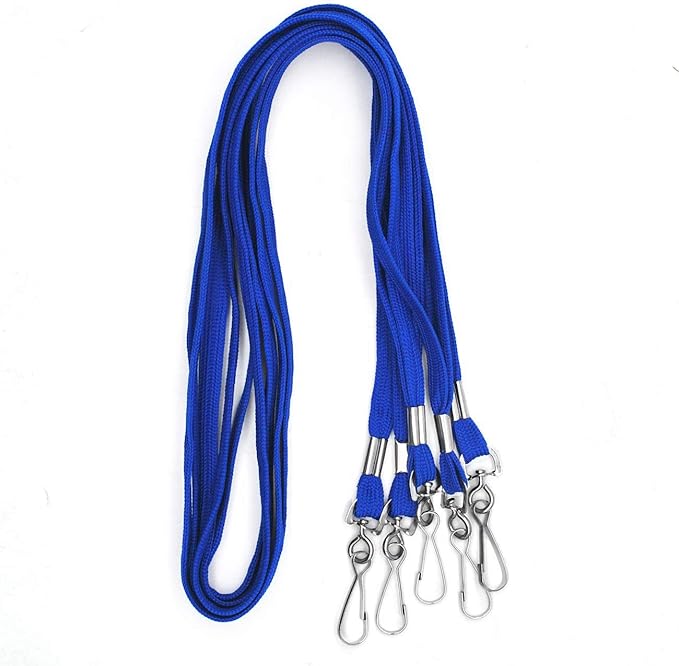 Beebel Lanyards 100 Pack Blue Lanyards with Swivel Hook Clips for ID Name Badge Holder