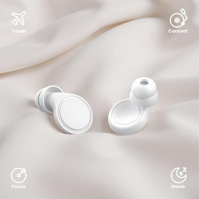 Ear Plugs for Sleeping Noise Cancelling, Soft Silicone Ear Plugs Hearing Protection 30dB, Reusable Earplugs for Concert, Festival, Sleep and Noise Sensitivity - White