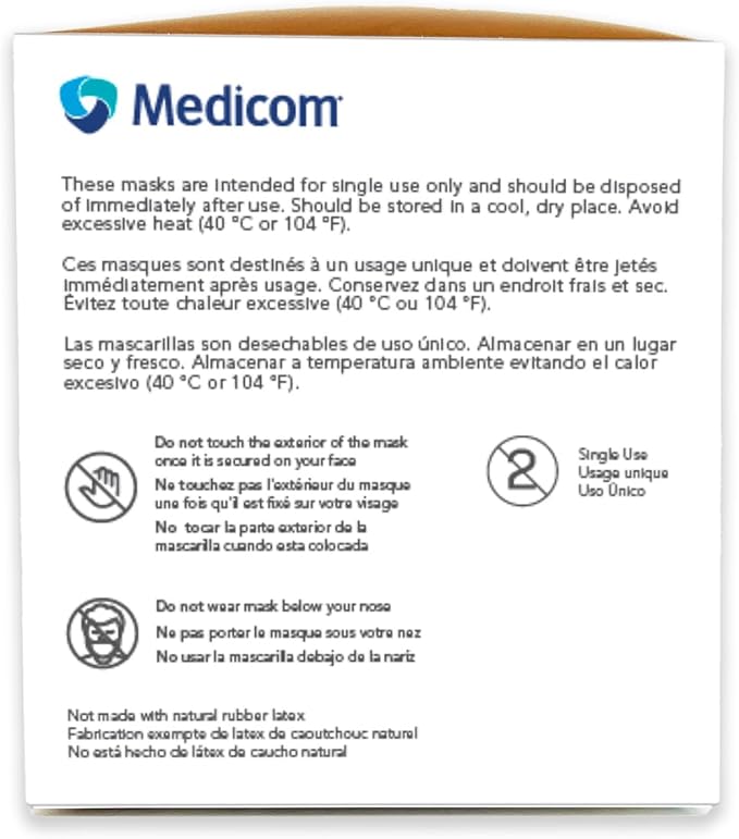 Medicom Expressions Disposable Face Masks - Box of 50 ASTM Level 3 Surgical Masks - 3 Layer Medical Masks Made in Canada - Blue Adult Masks