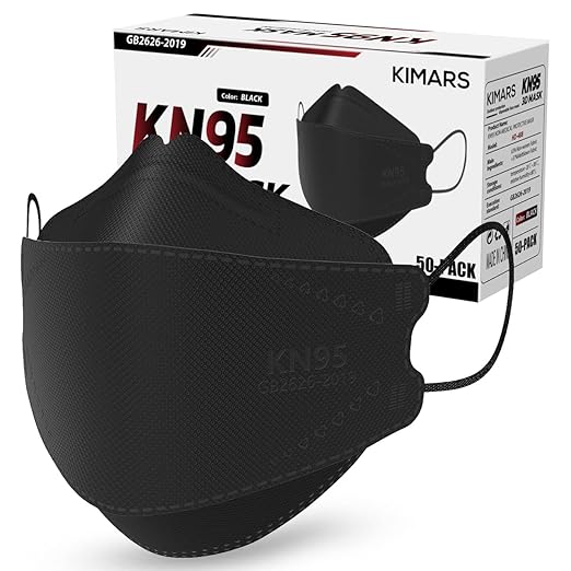 KN95 Face Masks 50 Pack, Breathable Comfortable and Disposable KN95 Mask, Black
