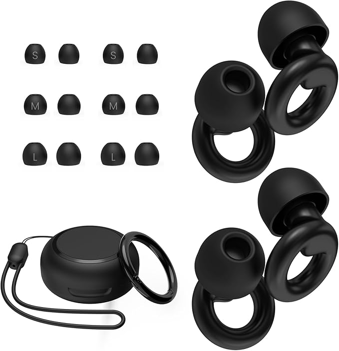 Ear Plugs for Sleeping,2 Pairs of Stylish Reusable Noise Reduction Earplugs with 8 Pairs Tips & case,Hearing Protection Earplugs for Concert,Travel,Work,Live Events - 25dB-30dB