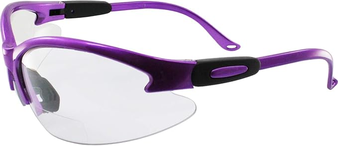 Birdz Eyewear Flamingo Women's Work Safety Glasses Bifocals Readers Purple Frame + 1.5 Magnification Clear Lenses