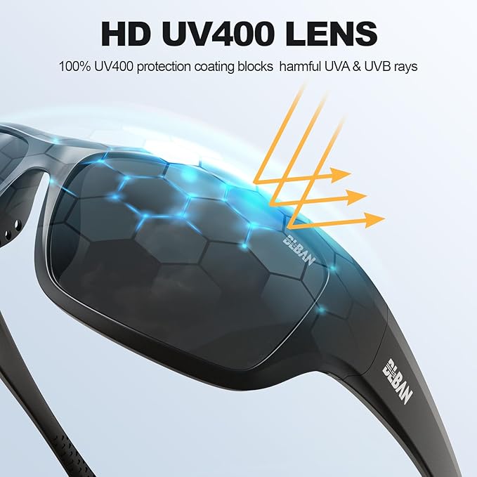 Polarized Sports Sunglasses for Men Women, Ideal for Fishing Running Driving Wrap Around Sunglasses, UV400 Protection