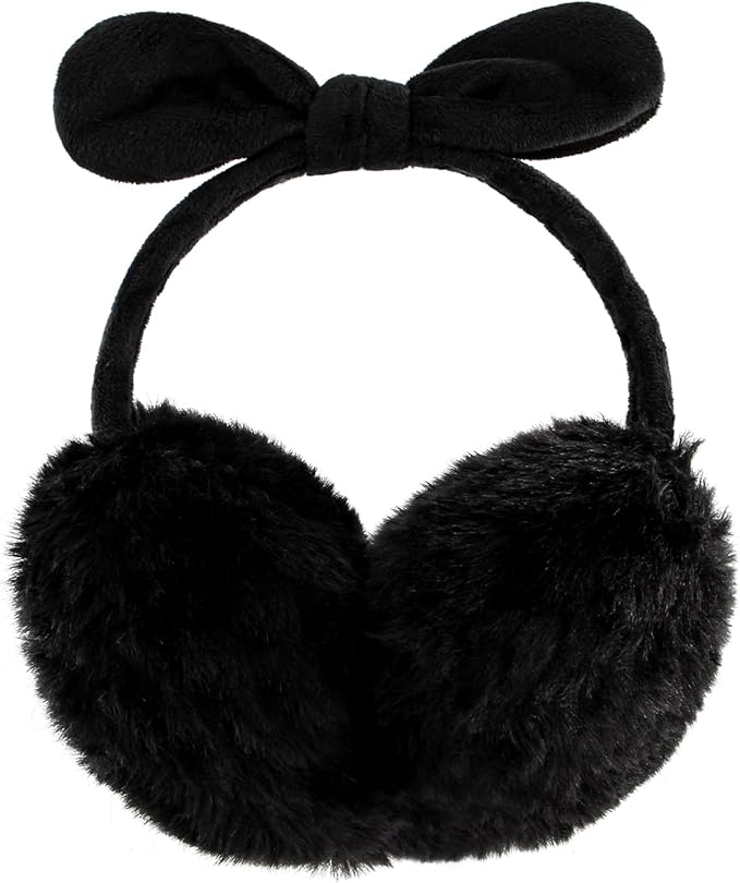 POXIMI Women Winter Earmuffs Girl Ski Adjustable Ear Covers for Cute Bow Ear Warmer Outdoor Earmuff Fleece Lining