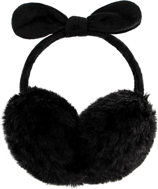POXIMI Women Winter Earmuffs Girl Ski Adjustable Ear Covers for Cute Bow Ear Warmer Outdoor Earmuff Fleece Lining
