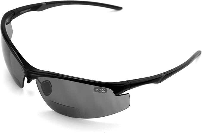 V.W.E. Bifocal High Performance Protective Safety Glasses Light Mirror Tint Bifocal - Reader - Sunglasses (Black, 1.00)