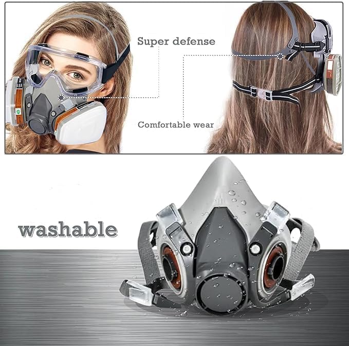 Respirator Mask with Filters, Welding Respirator Paint Mask Reusable Gas Mask Full Face Respirator