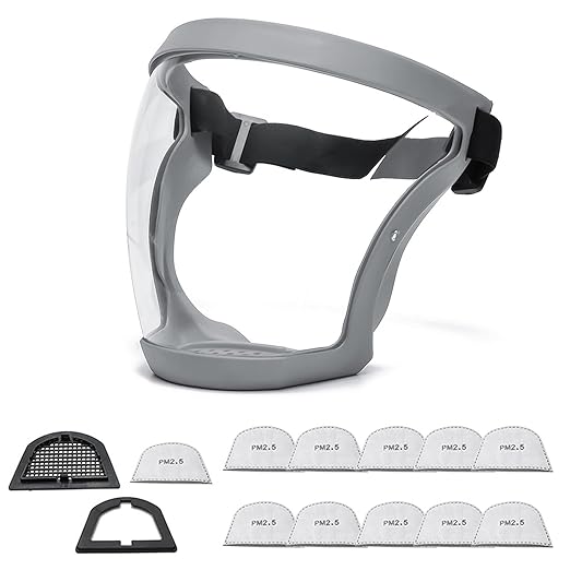 Anti-Fog Full Face Active shields Protection Visible Expression Transparent Breathable Comfortable Adults Reusable (White, 1PCS) JZY-0010