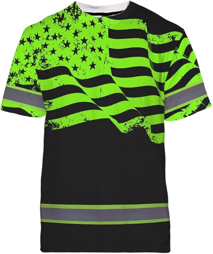 Maddly High Visibility US Flag Collection Safety Workwear Custom Name for Workers, Runners, Truckers, Patriotic