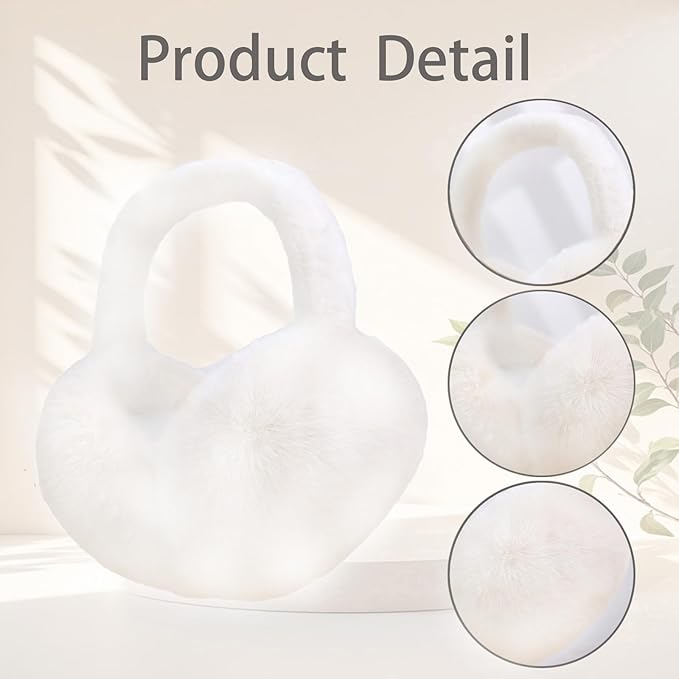 Ear Muffs for Winter Women Men, Adjustable Faux Fur Earmuffs, Fluffy Ear Warmers, Foldable Ear Warmer Earmuffs