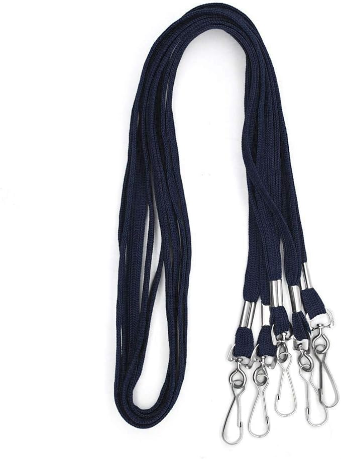 Lanyards 100 Pack Navy Blue Lanyards with Swivel Hook Clips for ID Name Badge Holder (Navy Blue, 100 Pack)