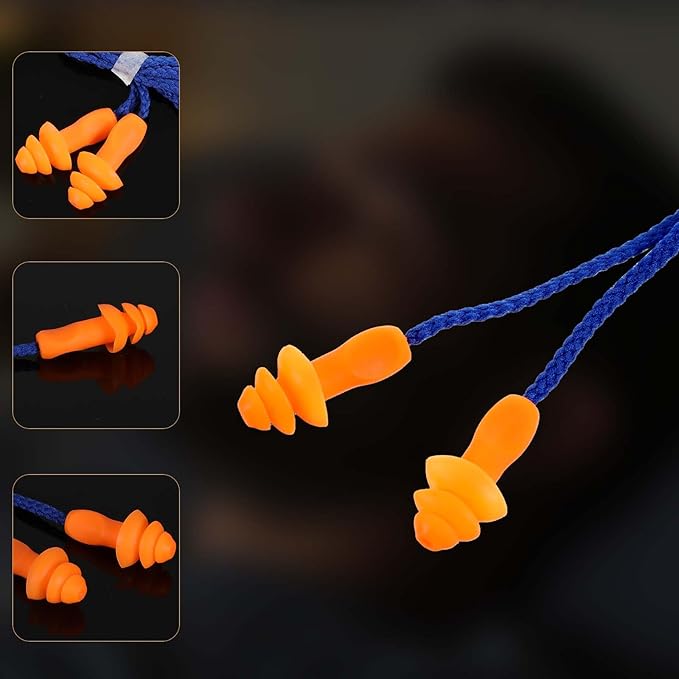 40 Pairs Silicone Ear Plugs for Sleeping, Reusable Ear Plugs with Cord for Noise Reduction, Corded Ear Plug for Sleeping, Swimming, Snoring Work, Noisy Places