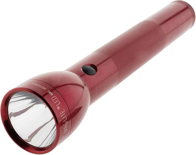 Maglite ML300L LED 3-Cell D Flashlight, Adjustable Focus, Long Battery Life, Water-Resistant, Tactical and Emergency Use – Red