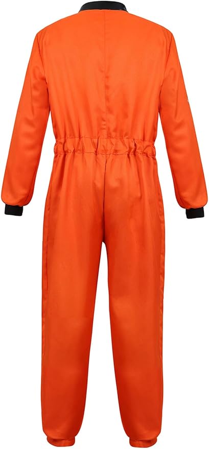 Men's Adult Astronaut Spaceman Costume Coverall Pilot Air Force Flight Jumpsuit Dress Up Party