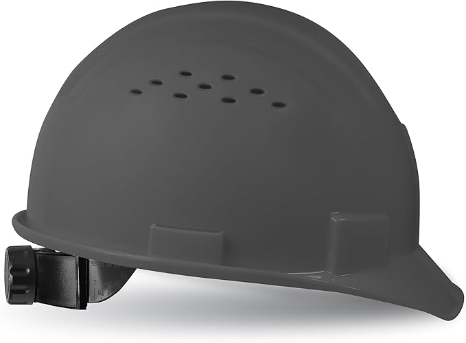 GE Cap Style Hard Hat, 4-Point Ratchet Suspension, Earmuff Slots, High Impact Resistant, Sweat-Wicking Sweatband, Meets ANSI Z89.1-2014, Comfortable, Durable, and Protective - Gray, Vented