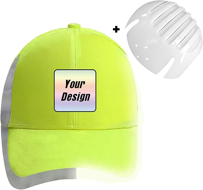 Customizable Safety Bump Cap Baseball Cap Style Hard Hats for Men&Women Lightweight Safety Hat with Reflective Stripes,Square