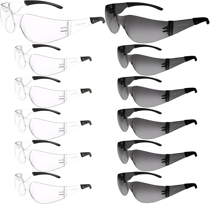 Safety Glasses Bulk ANSI Z87.1, Wrap Around Resistant Scratch Eye Protective Eyewear for Men Women Work Lab